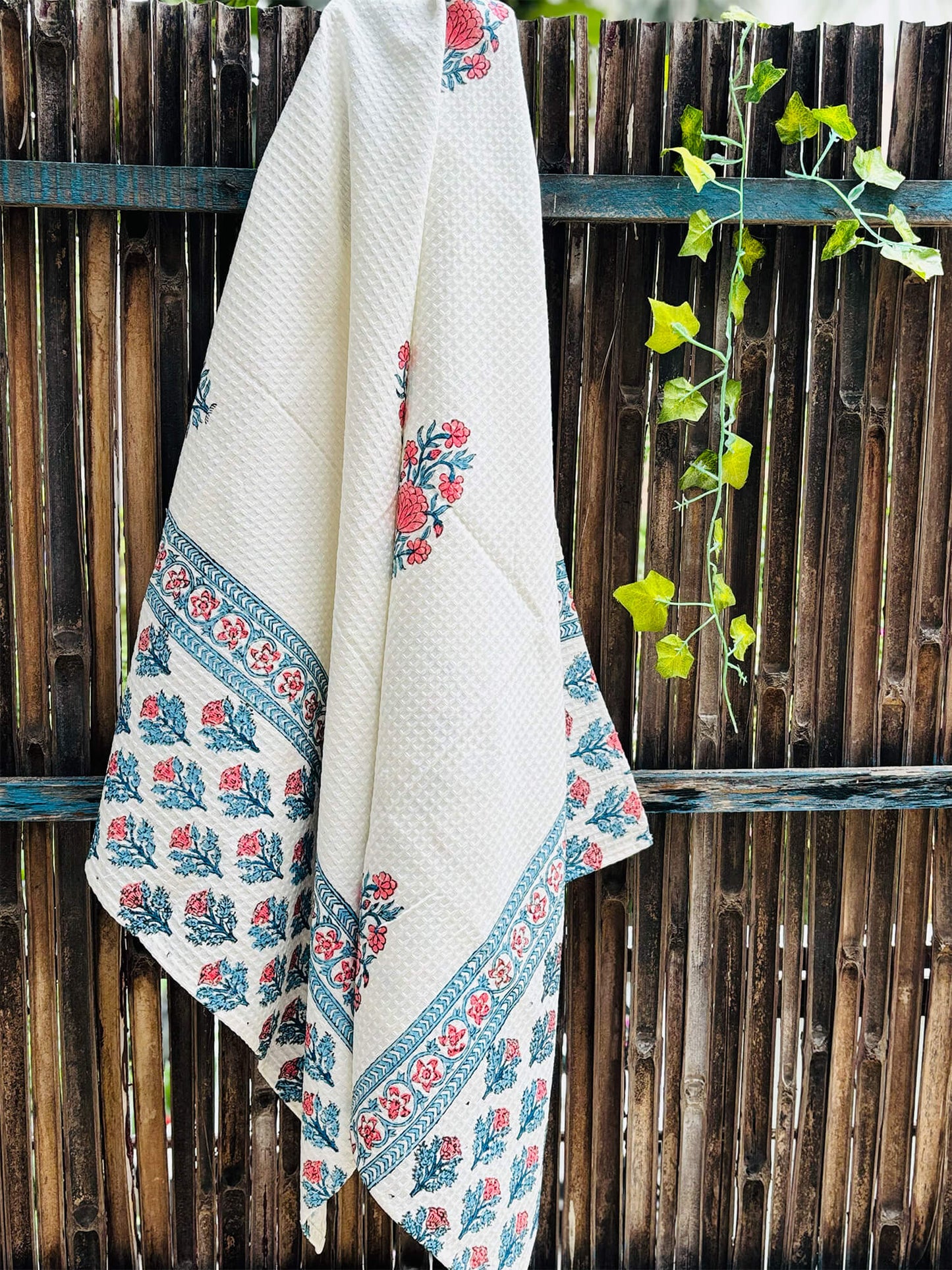 Handblock Waffle Bath Towel – Quick Dry & Ultra Soft