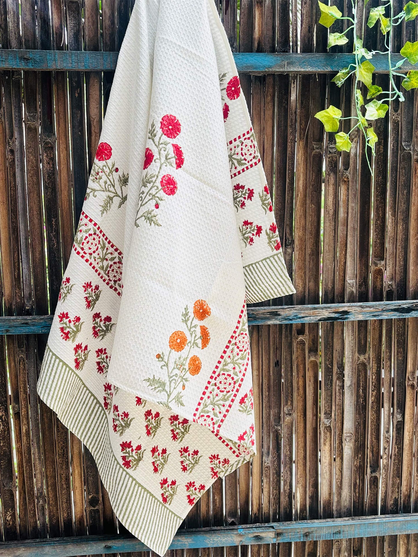 Handblock Waffle Bath Towel – Quick Dry & Ultra Soft