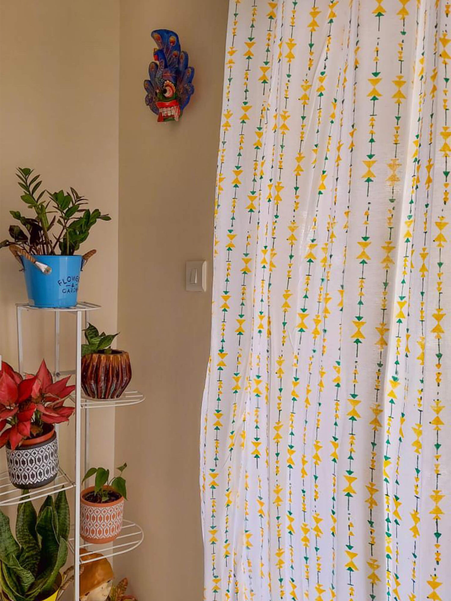 Block Print Yellow Curtain