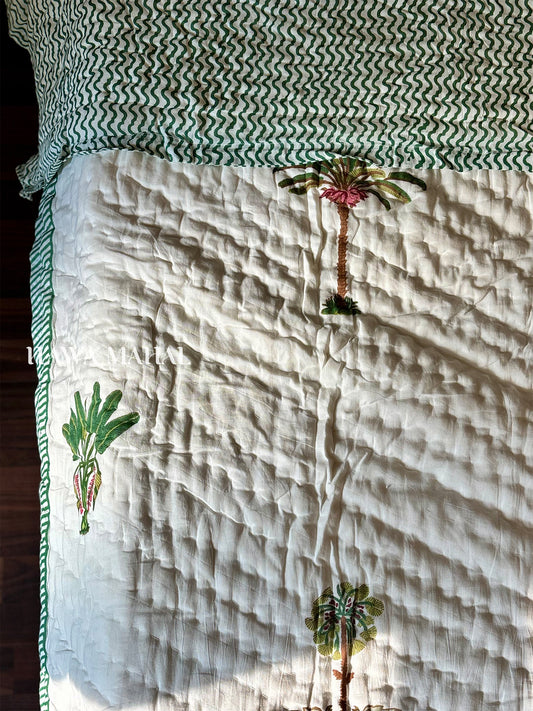 Shikar Bagh Collection - Handblock Printed Reversible Mulmul Cotton Quilt - Double (90 x 108 inch)