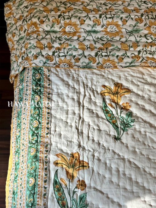 Handblock Printed Reversible Mulmul Cotton Quilt - Double (90 x 108 inch)