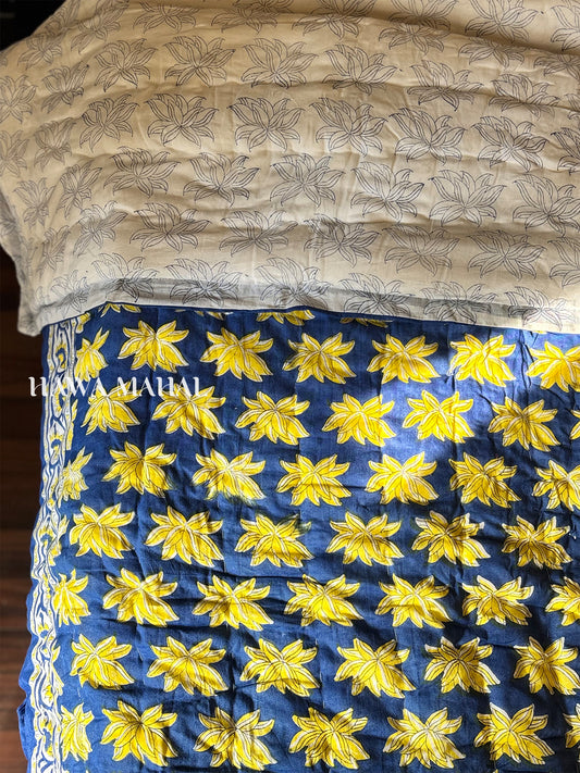 Handblock Printed Reversible Mulmul Cotton Quilt - Double (90 x 108 inch)
