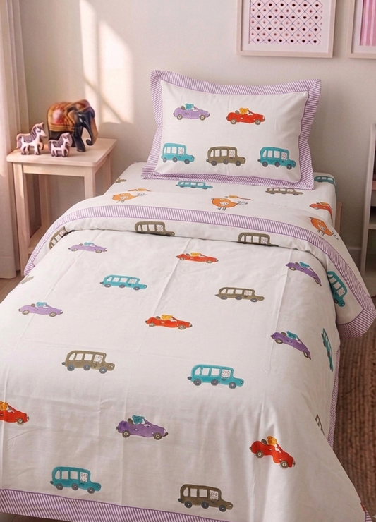 Handblock Kids Single Percale Bedsheet – Cars