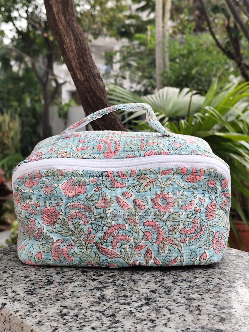 Handblock Quilted Vanity Pouch