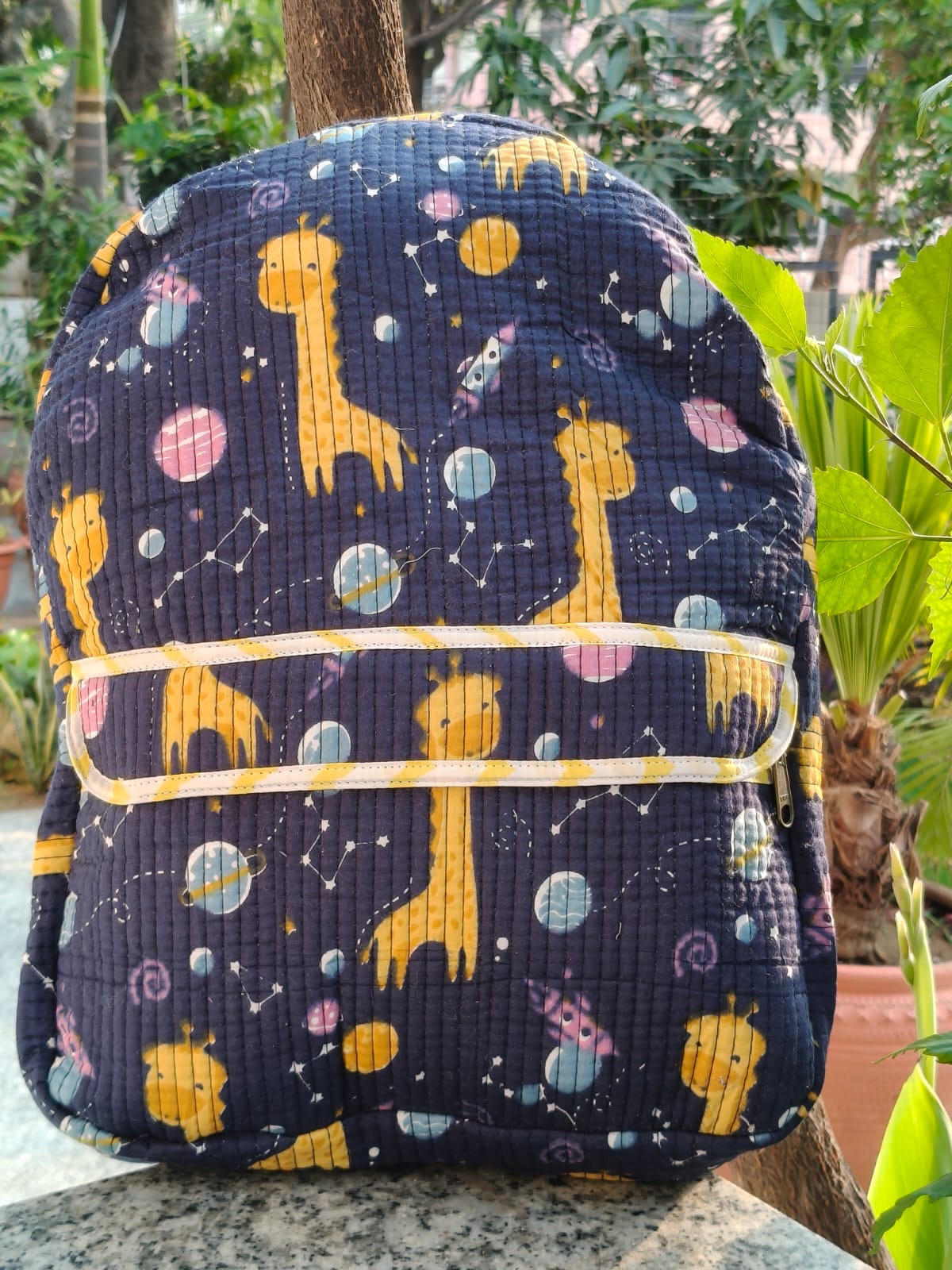 Handblock Quilted Backpack – Lightweight & Stylish