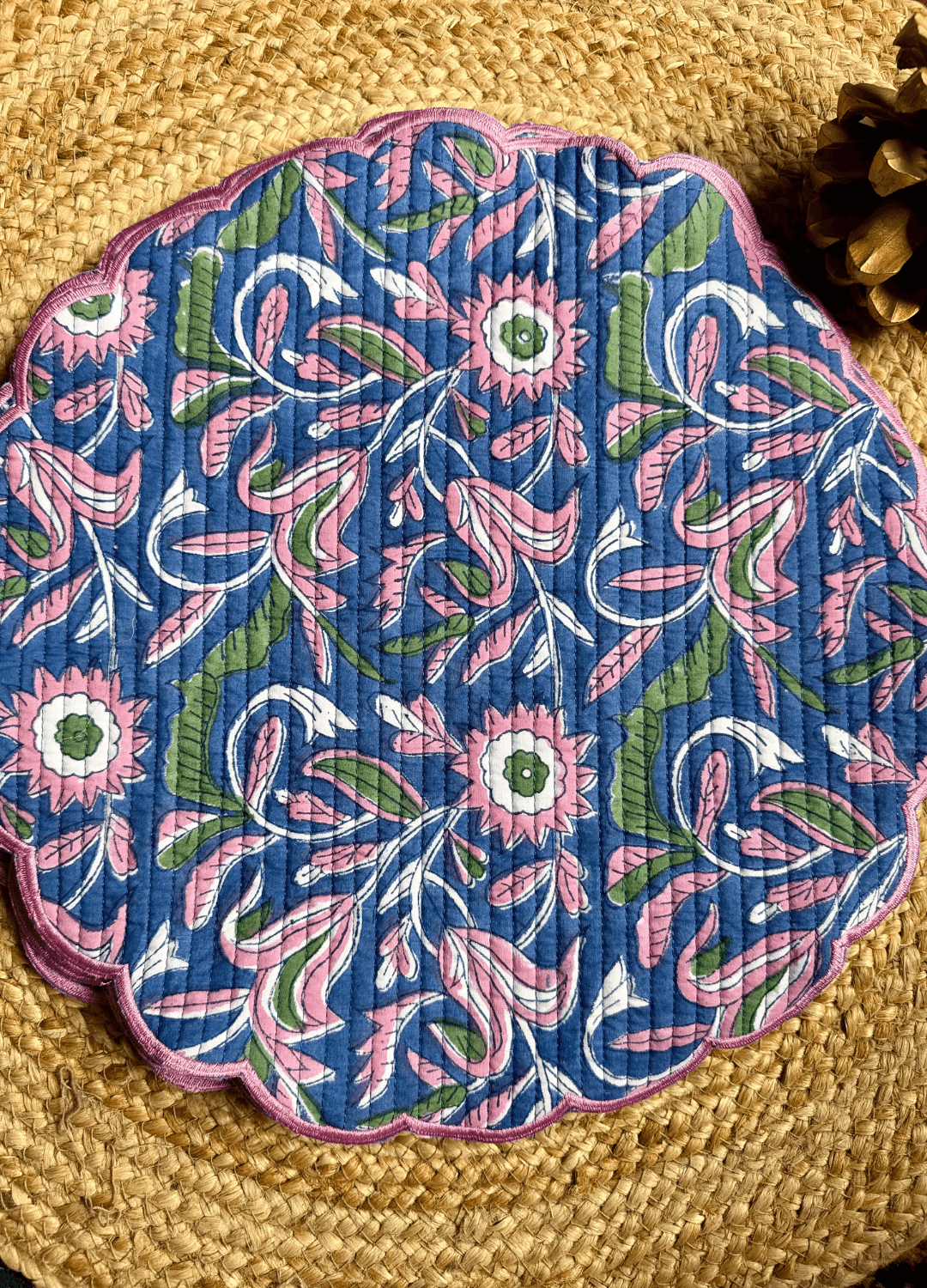 Scalloped Quilted Round Mats - Set of 6