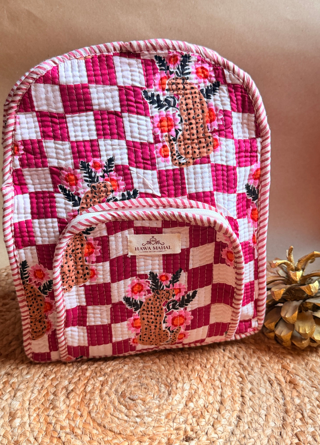 Quilted Small Backpack - Wine