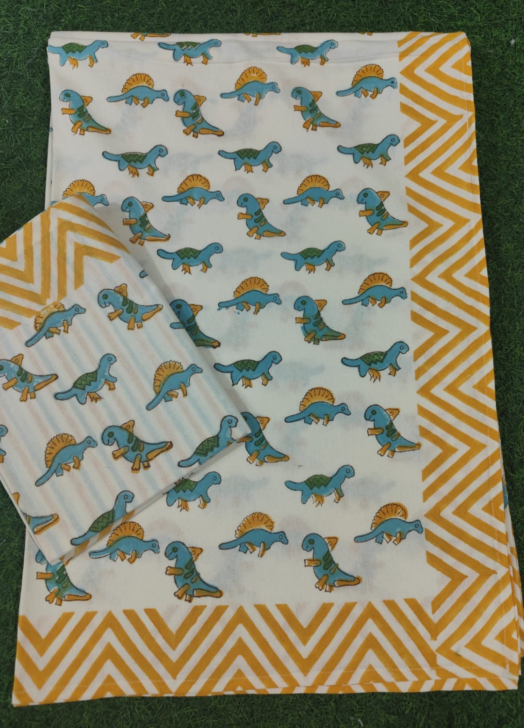 Kids Handblock South cotton Single Bedsheet – Dino