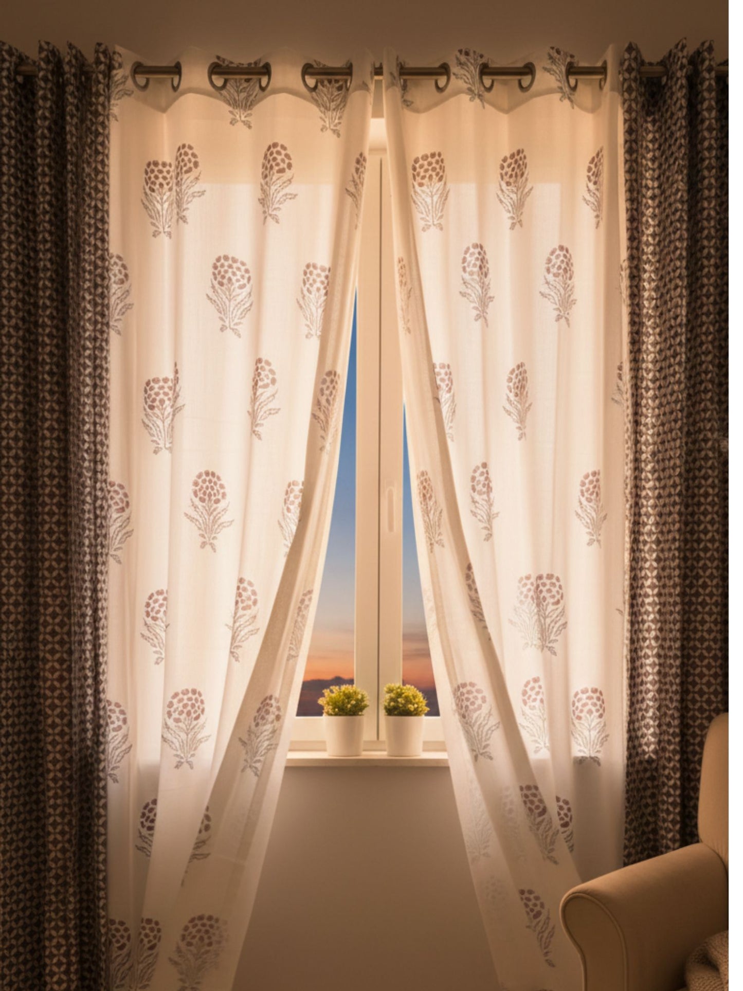 Manjari Collection - Hand Block print Curtains (Price for 1 Pc)