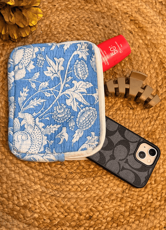 Handblock Quilted Flat Pouch