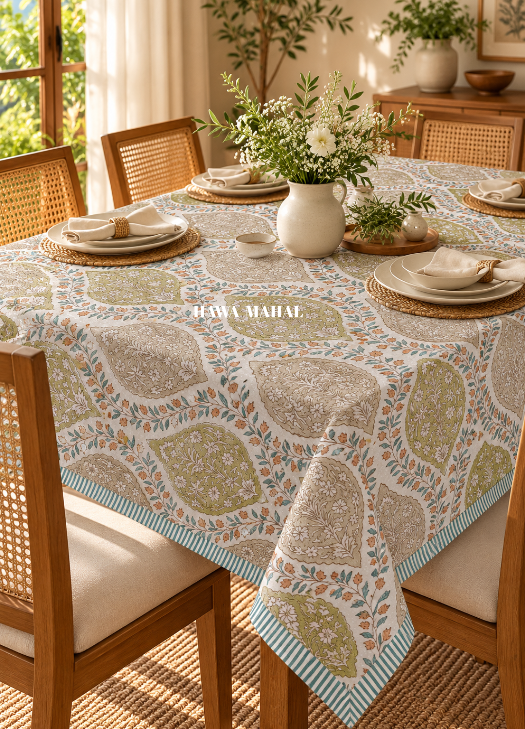 Pista Handblock Printed Table Cover