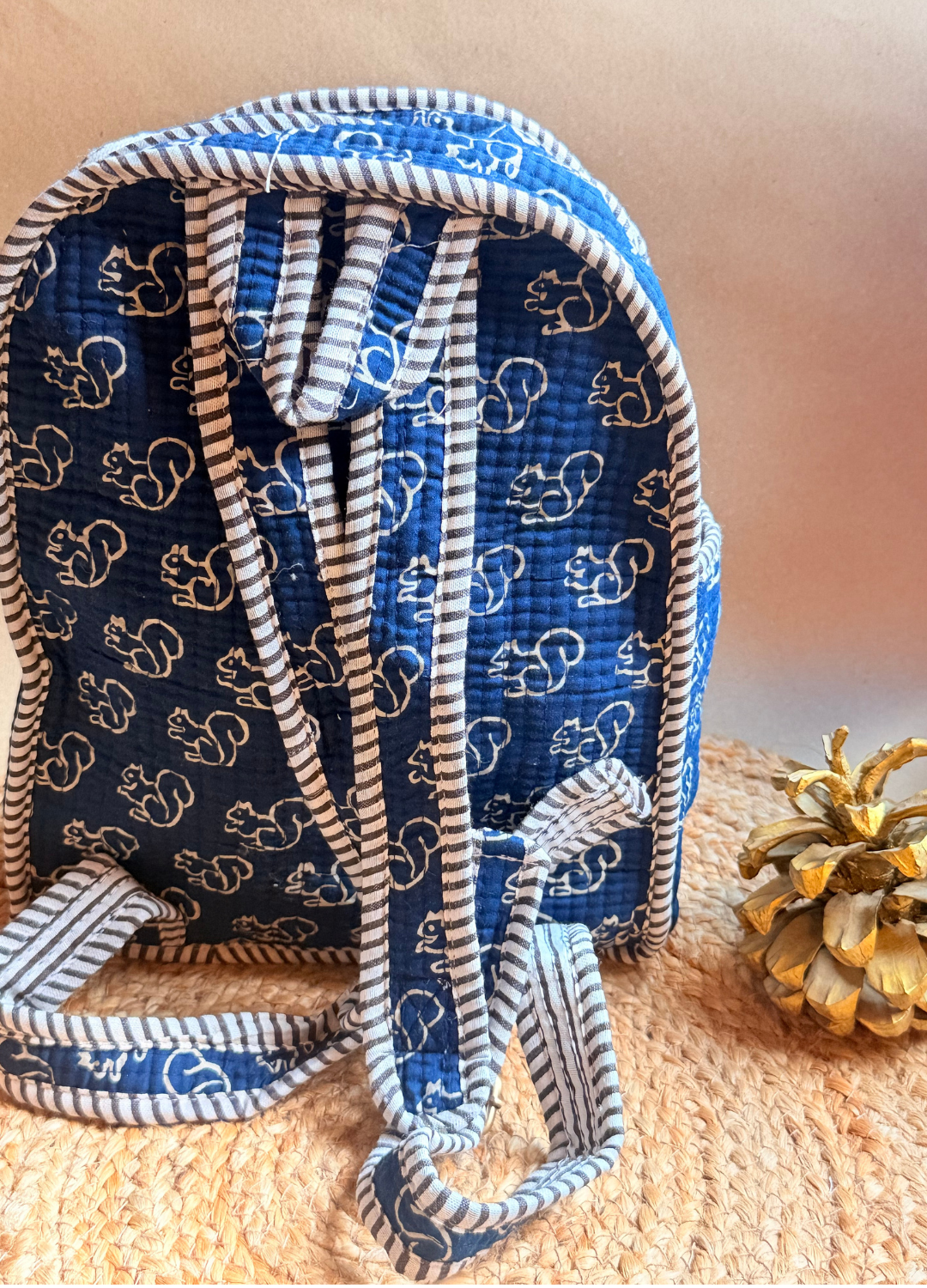Quilted Small Backpack - Blue
