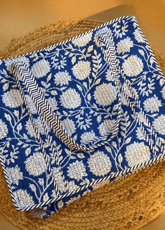 Blockprint Compartment Tote Bag for Laptop