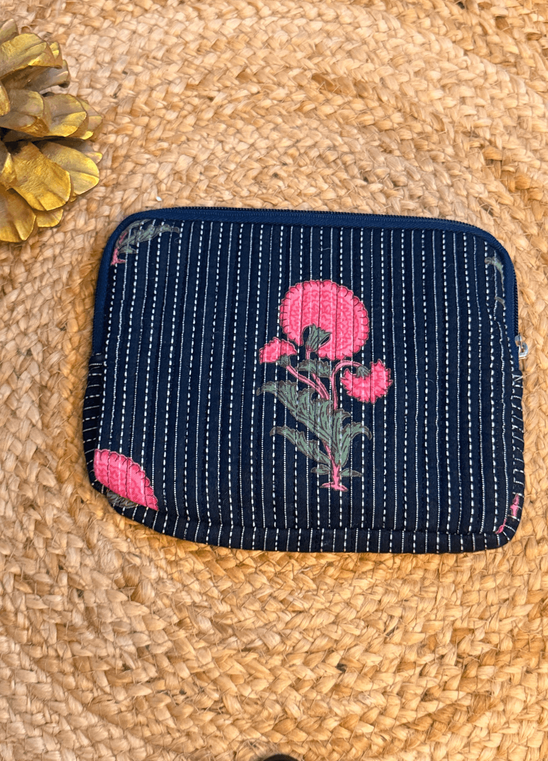 Handblock Quilted Flat Pouch