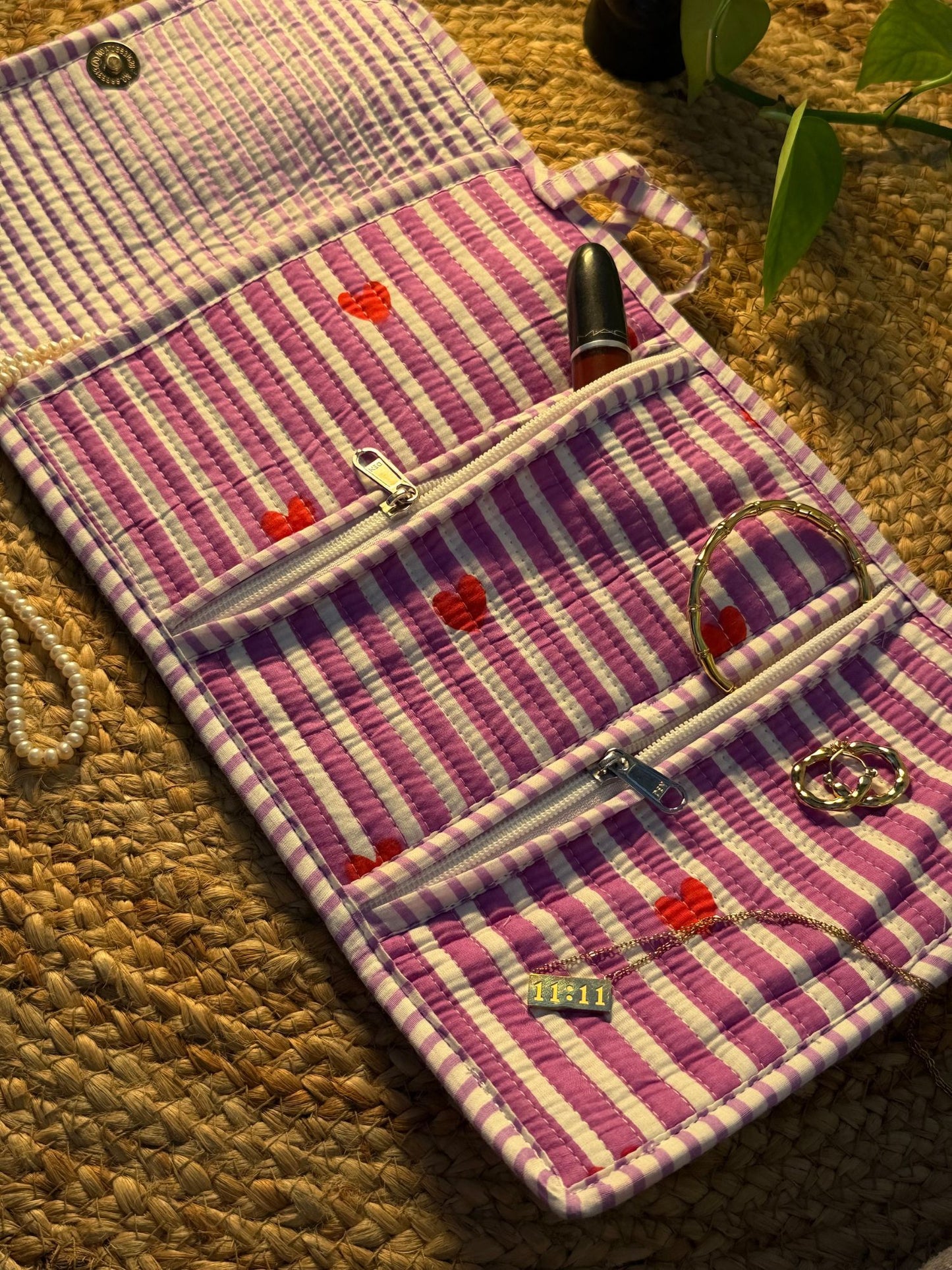 Jewellery Roll Up Pouch - Lavender