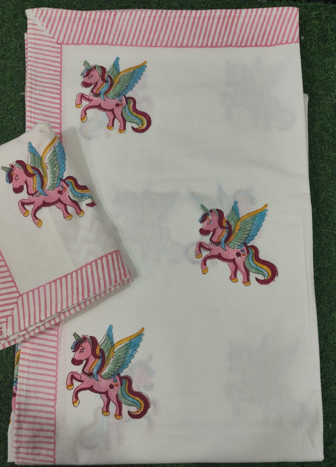 Kids Handblock South cotton Single Bedsheet – Unicorn
