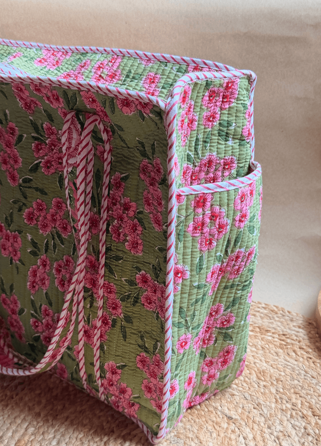 Blockprint Compartment Tote Bag for Laptop