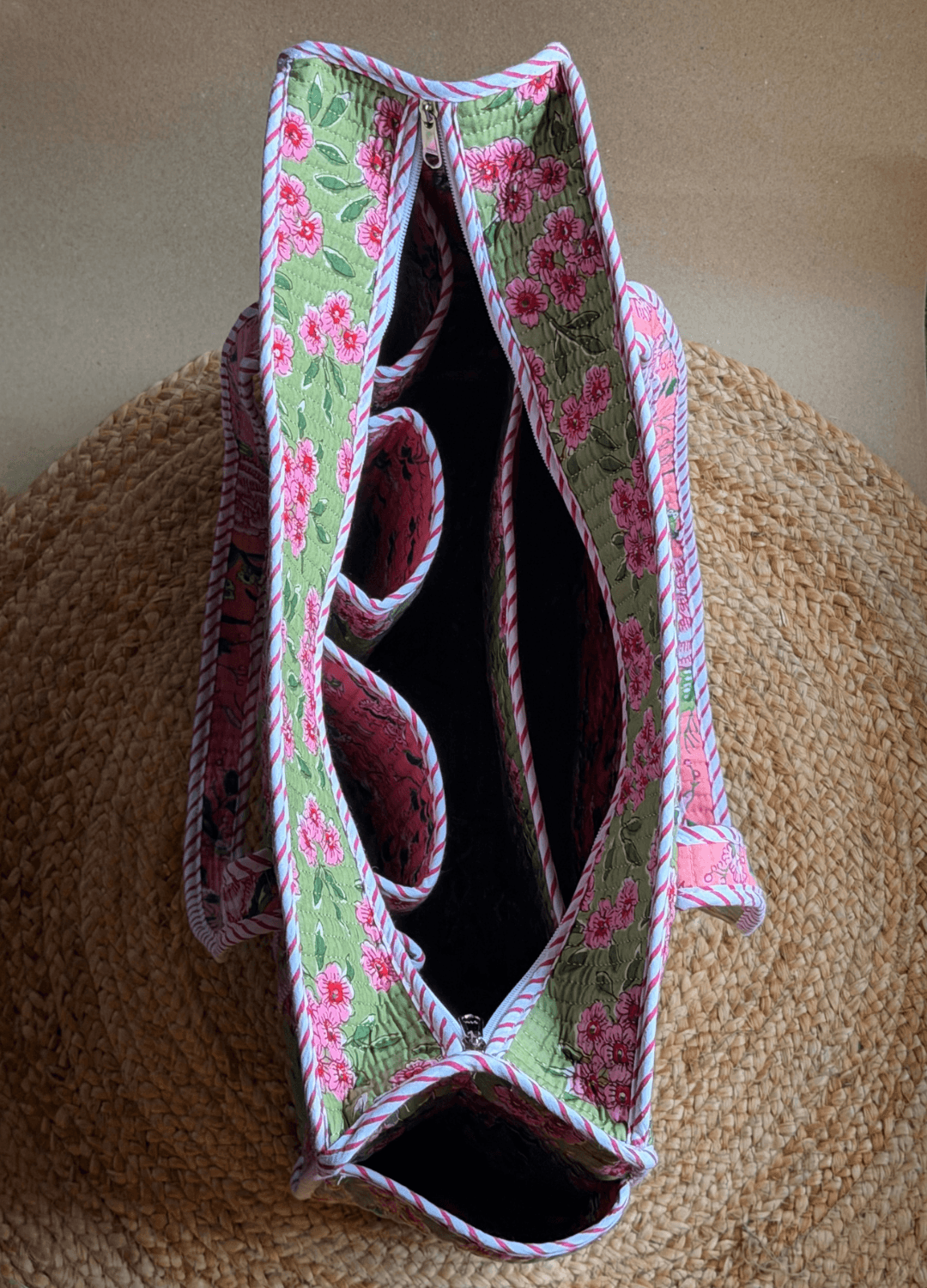 Blockprint Compartment Tote Bag for Laptop