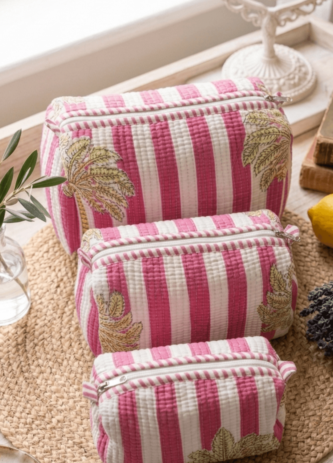 Block Printed Quilted Multiutility Bag- Set of 3