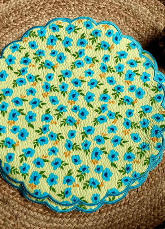 Scalloped Quilted Round Mats - Set of 6