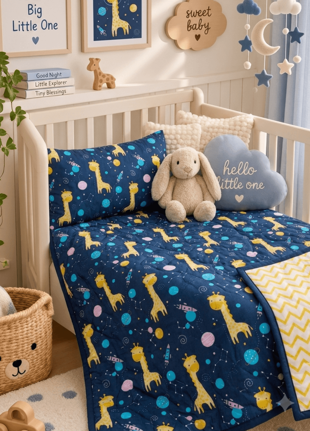 Giraffe- Kids Reversible Mulmul Quilt