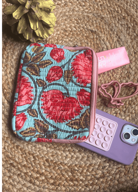 Handblock Quilted Small Pouch