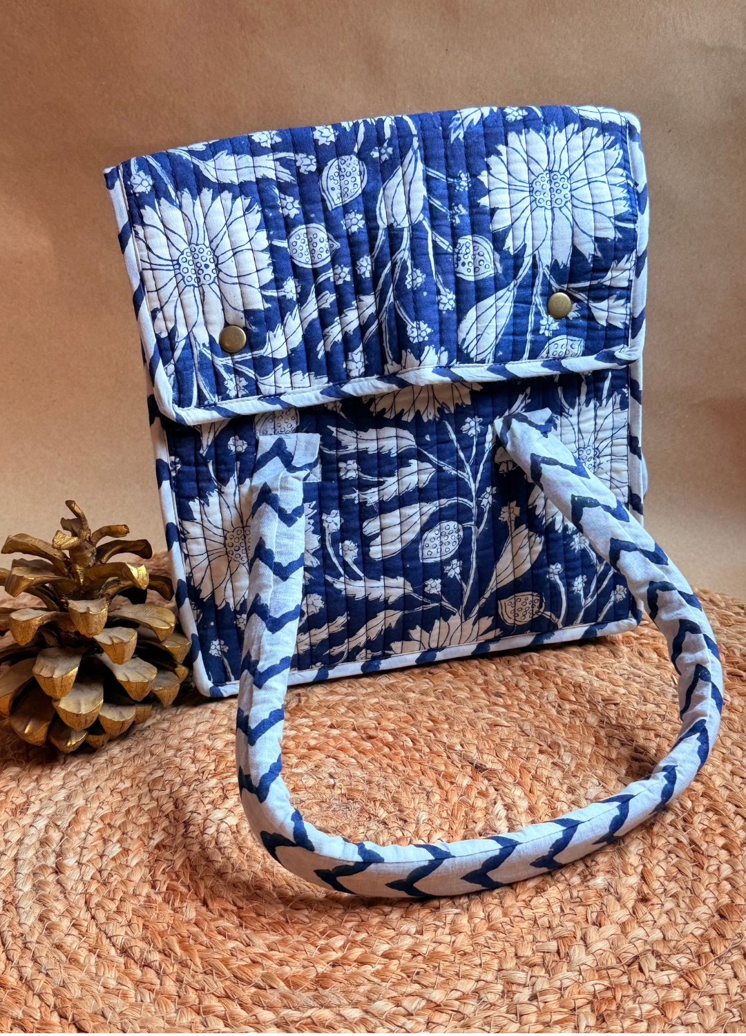 Quilted Lunch Bag  - Button Closure
