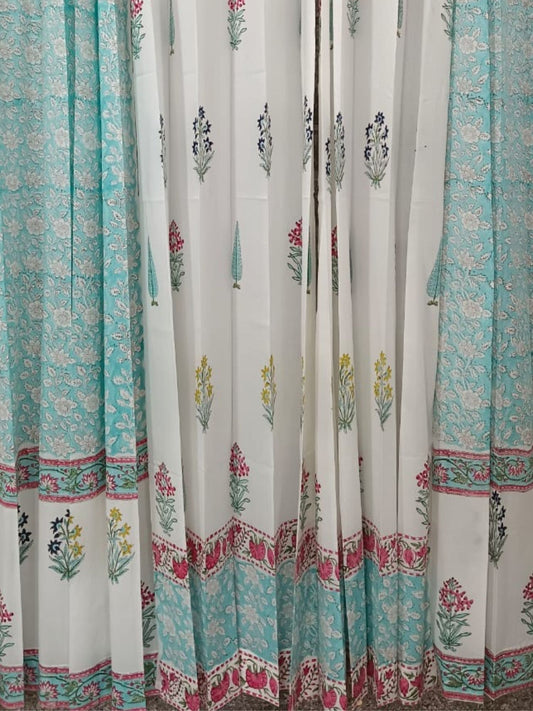 Panch Bagh - Block print curtains (Price for 1 Pc)