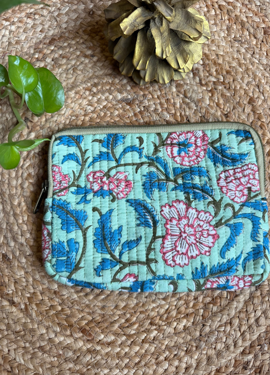 Handblock Quilted Small Pouch