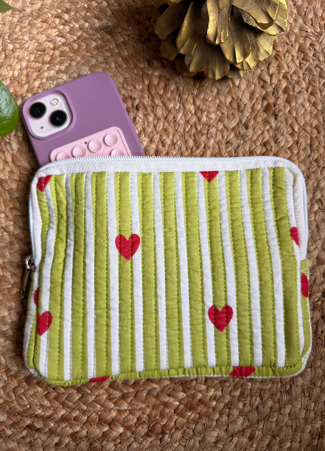 Handblock Quilted Small Pouch