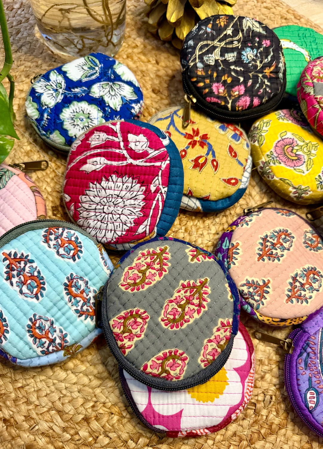 BLOCK PRINTED COIN POUCHES - SET OF 2