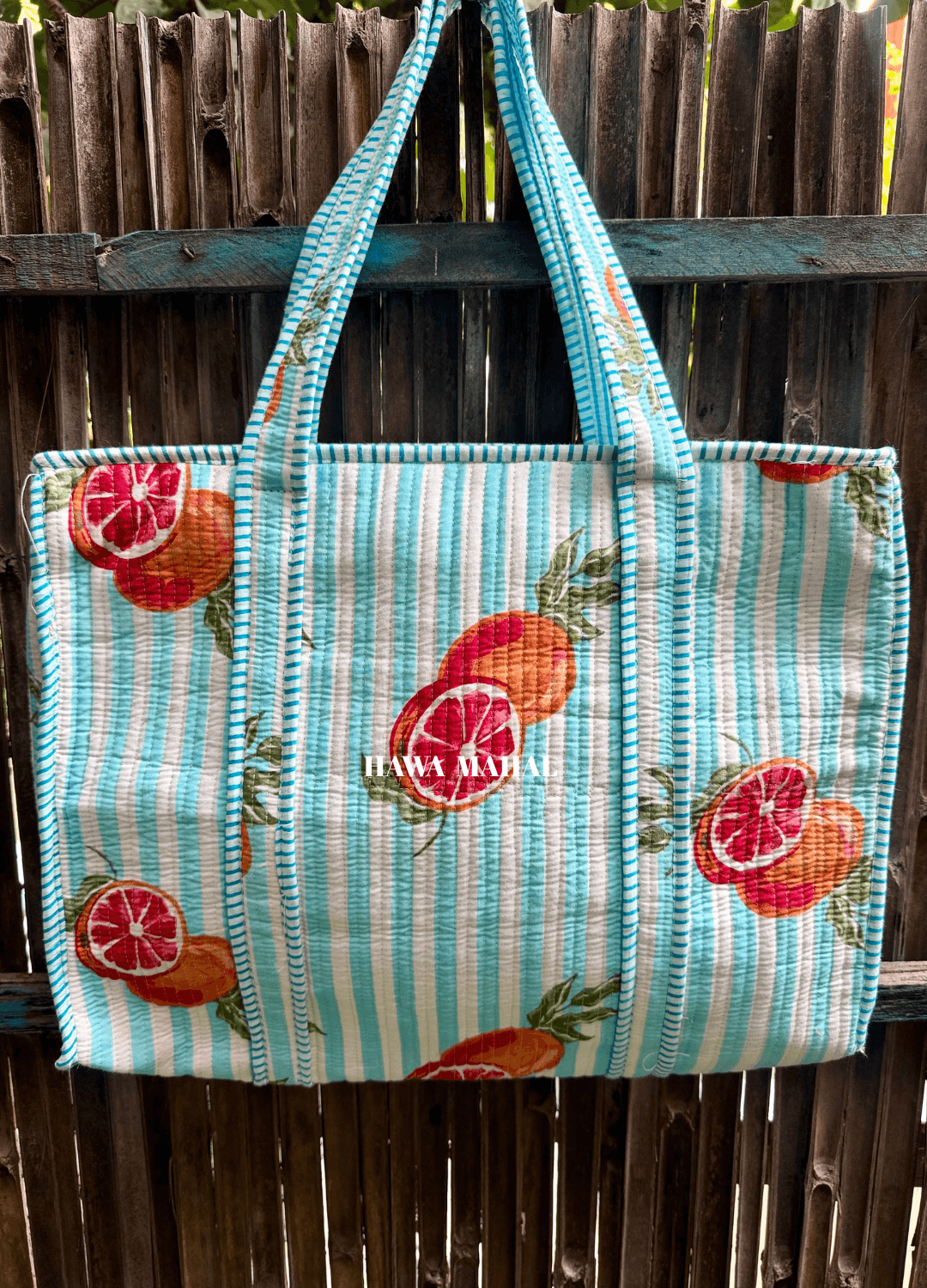 Block Printed Quilted Tote Bag