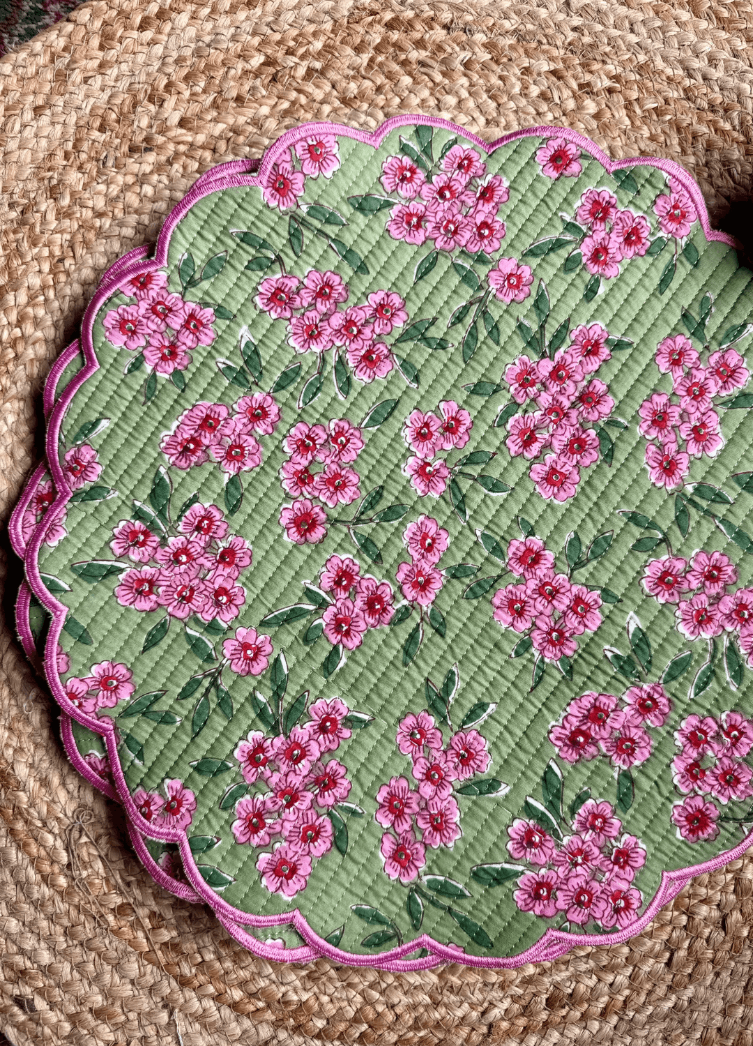 Scalloped Quilted Round Mats - Set of 6