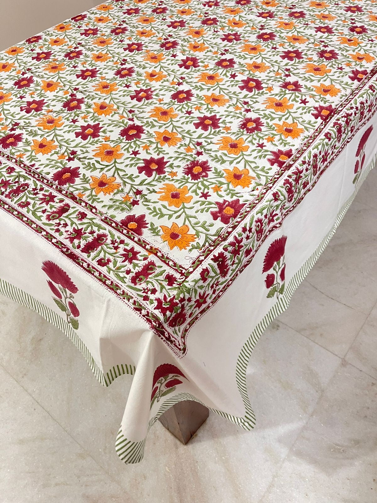Hand Block Printed Canvas Table Cover – 60x90 inches