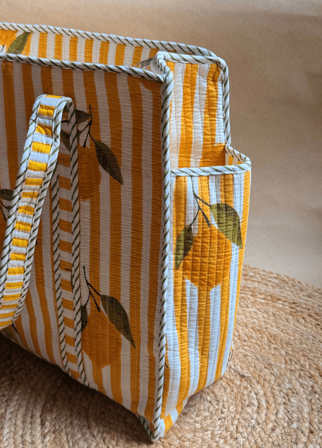 Blockprint Compartment Tote Bag for Laptop