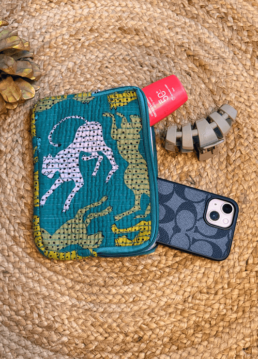 Handblock Quilted Flat Pouch