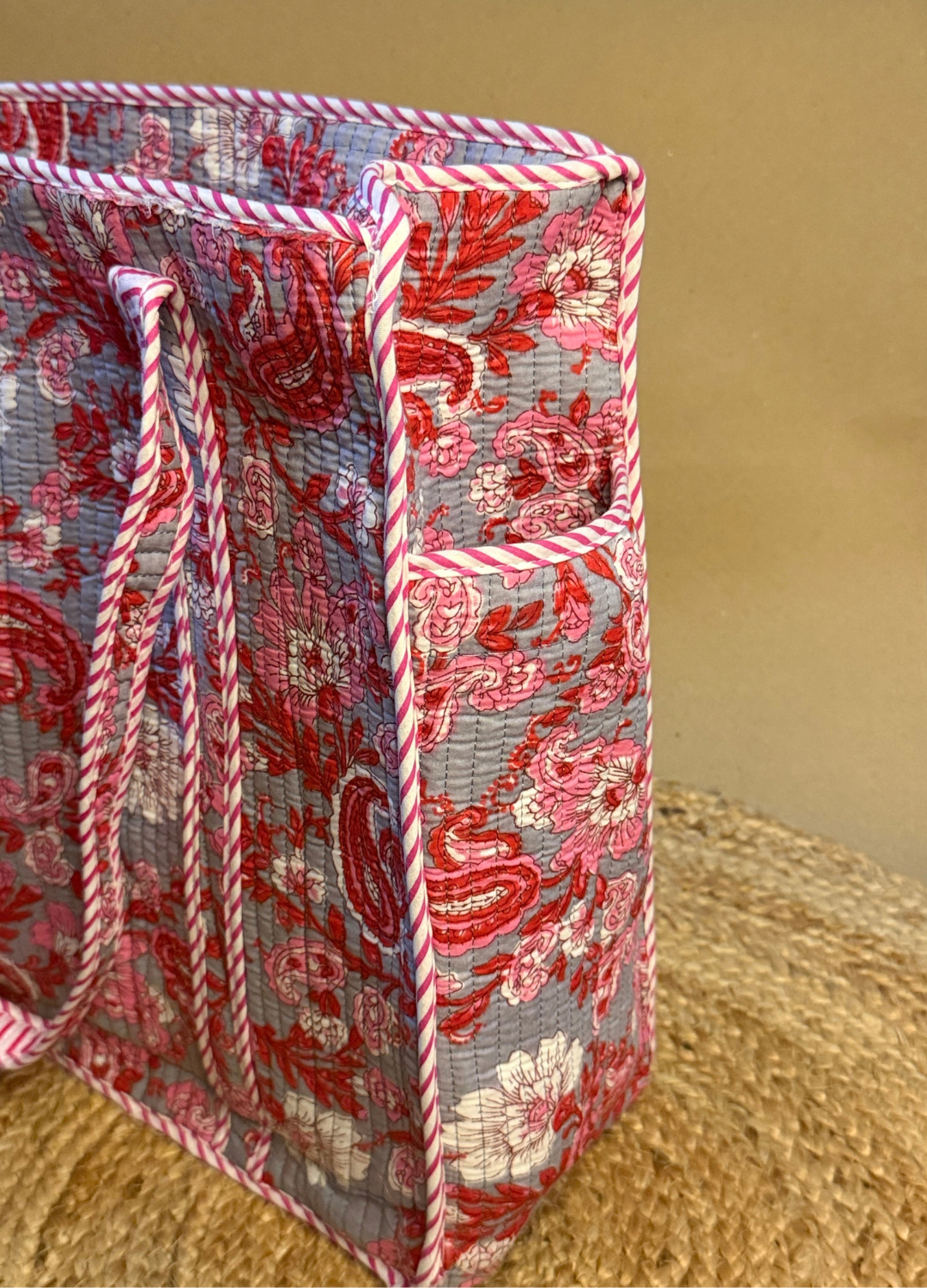 Blockprint Compartment Tote Bag for Laptop