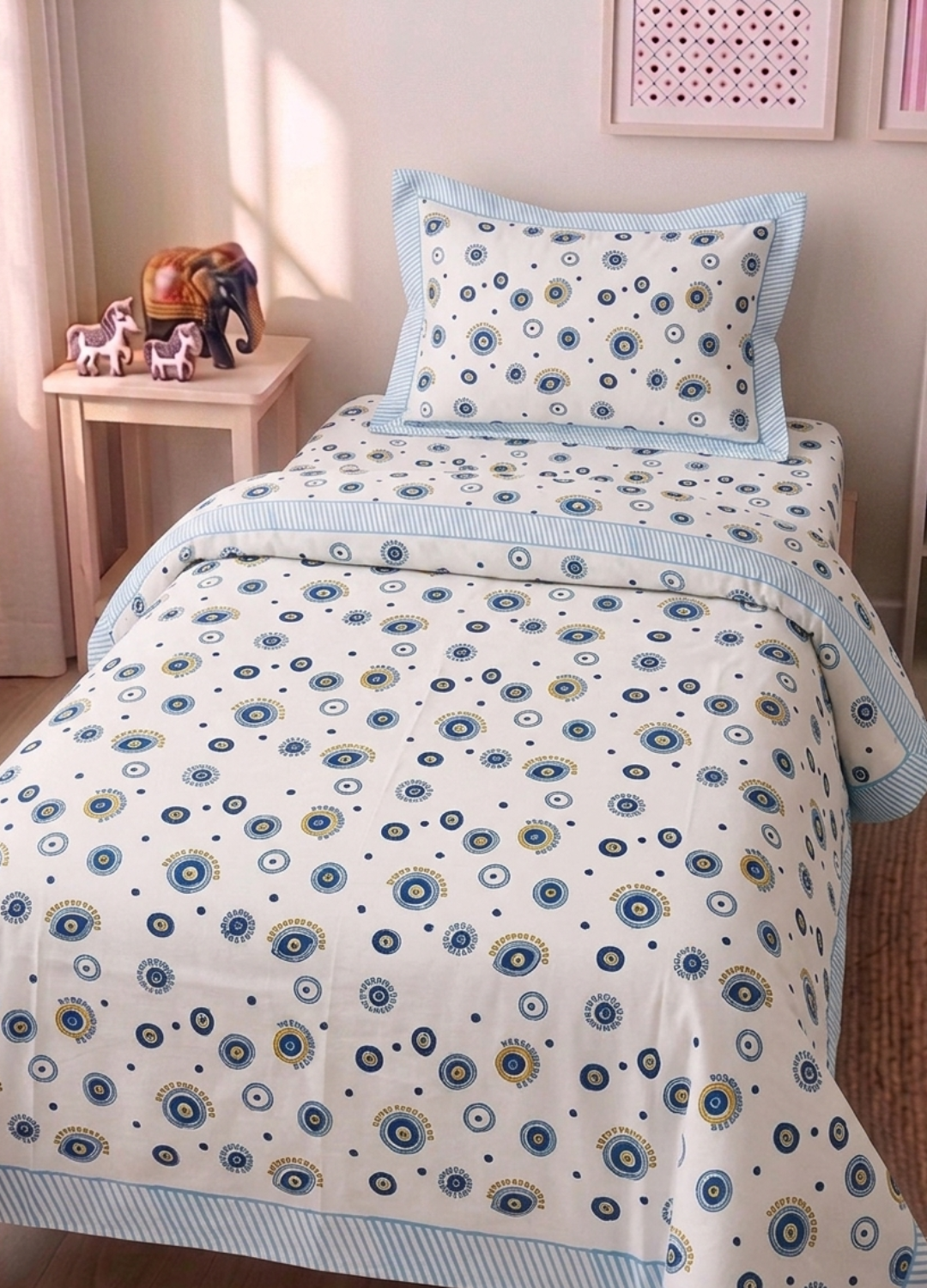 Handblock Kids Percale Single Bedsheet – Evil Eye