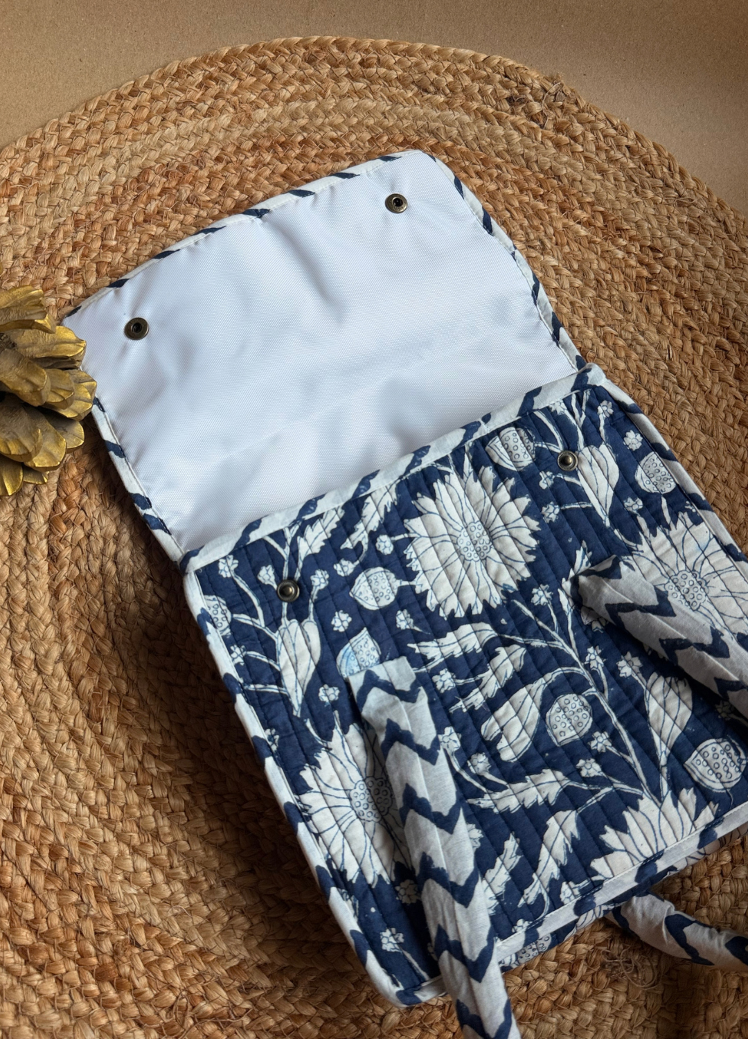 Quilted Lunch Bag  - Button Closure