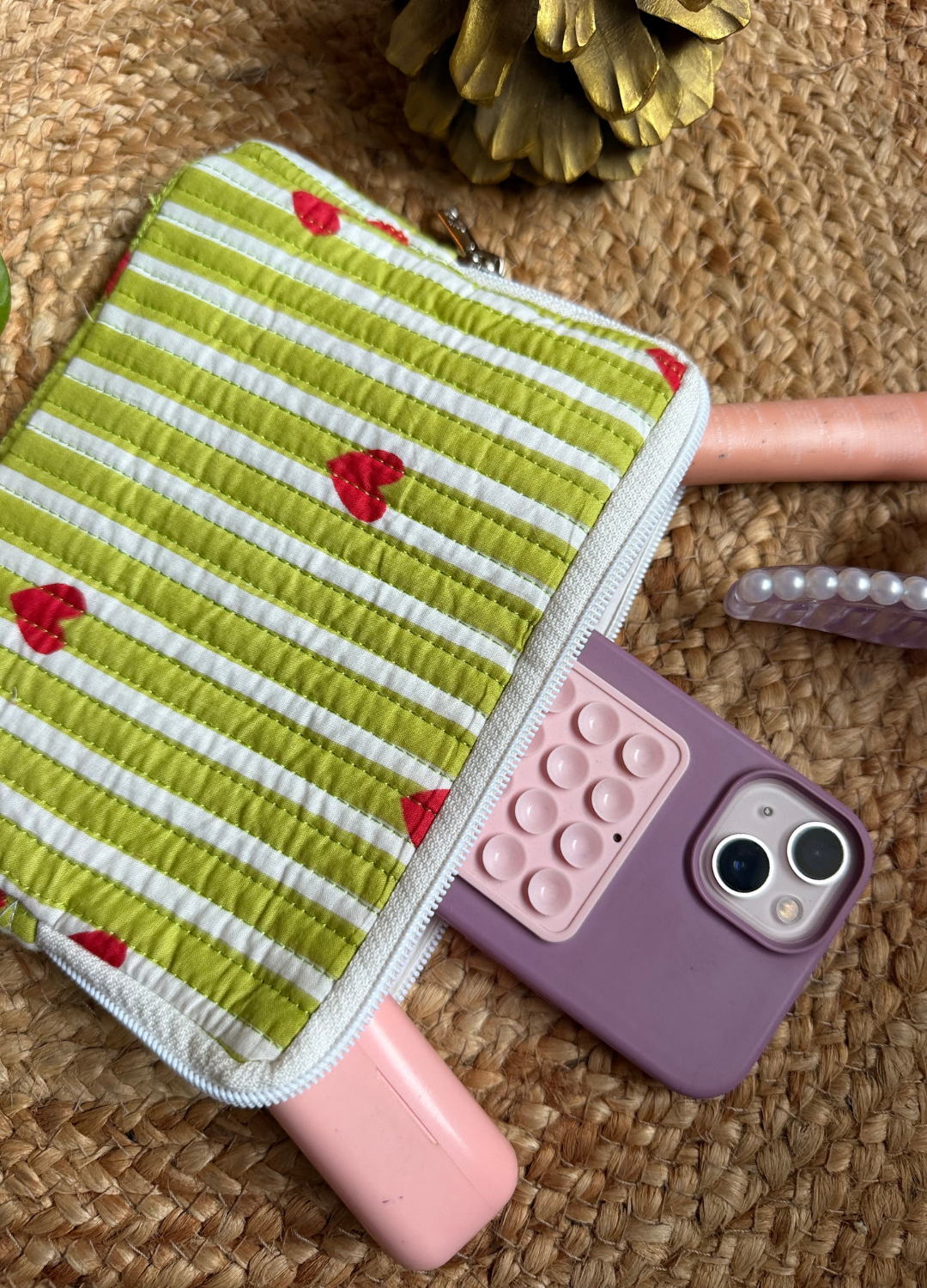 Handblock Quilted Small Pouch