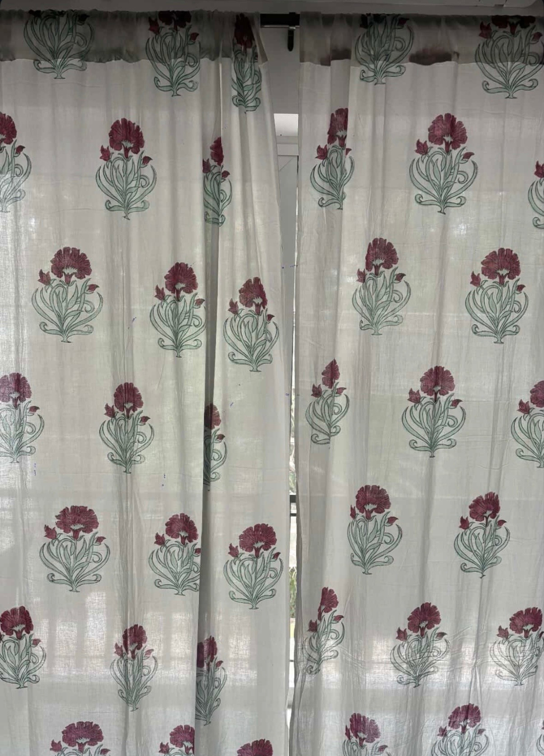 Red Boota Block Print Curtains