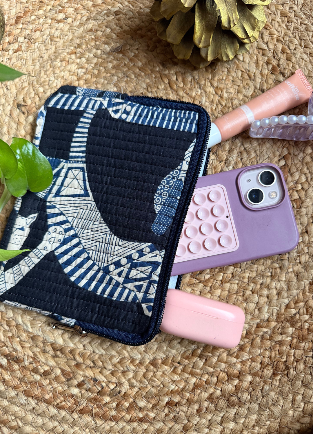 Handblock Quilted Small Pouch