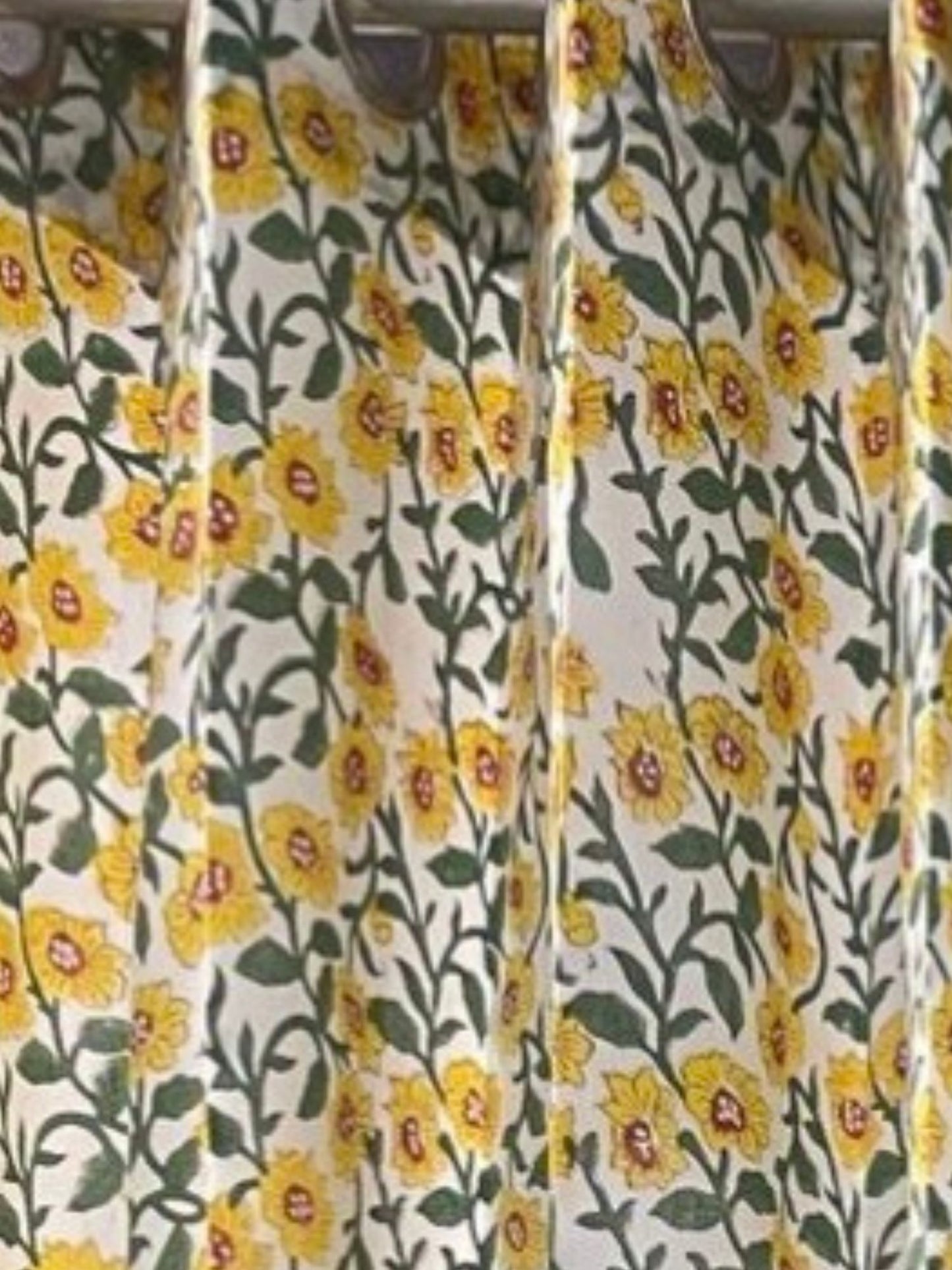 Yellow Poppy Block Print Curtain