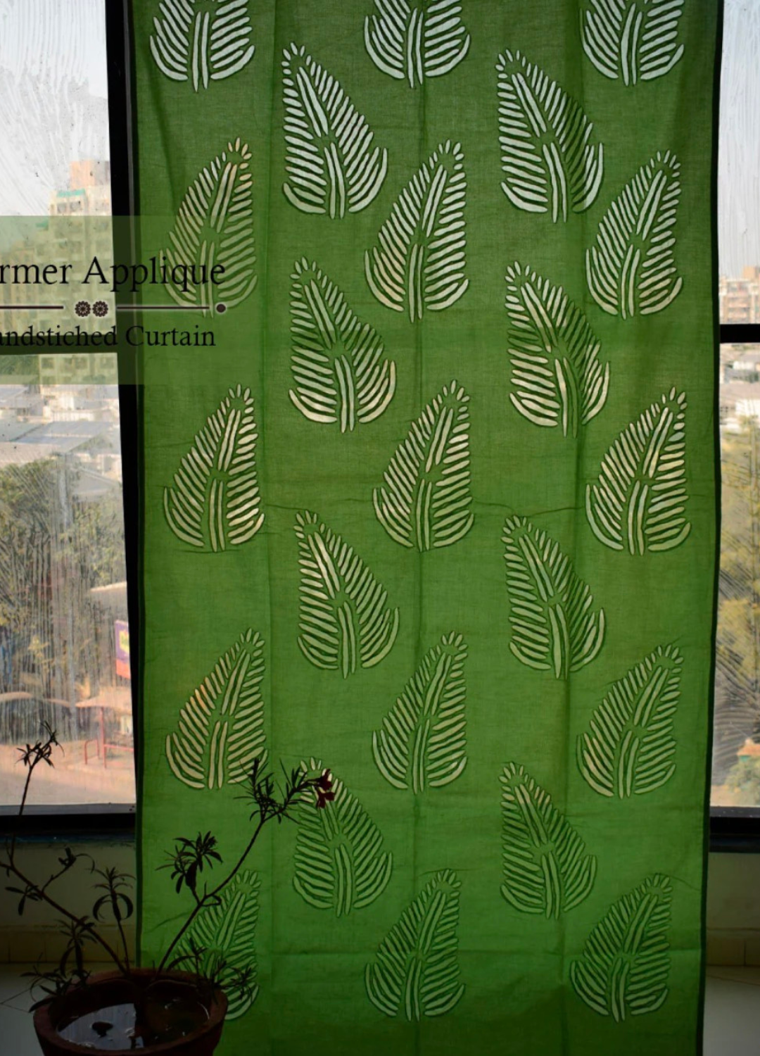 Applique Curtains - Green Leaves(Price for 1 Pc)