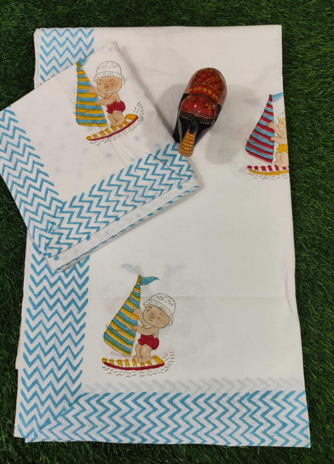 Kids Handblock South cotton Single Bedsheet – Sail Boat