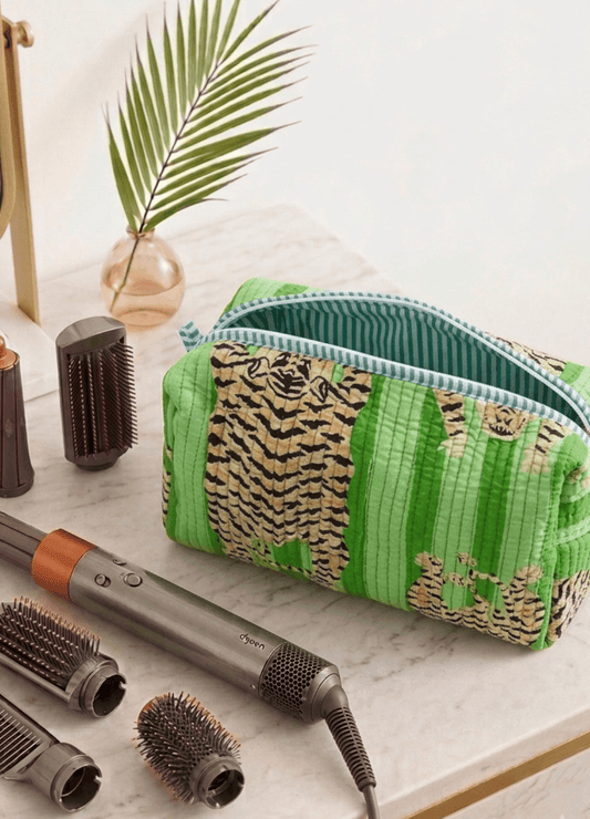 Blockprint Dyson Airwrap Organizer Bag - Green