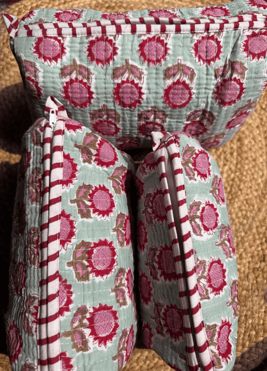 Block Printed Quilted Multiutility Bag- Set of 3