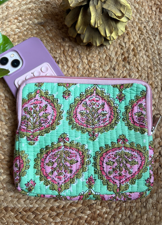 Handblock Quilted Small Pouch