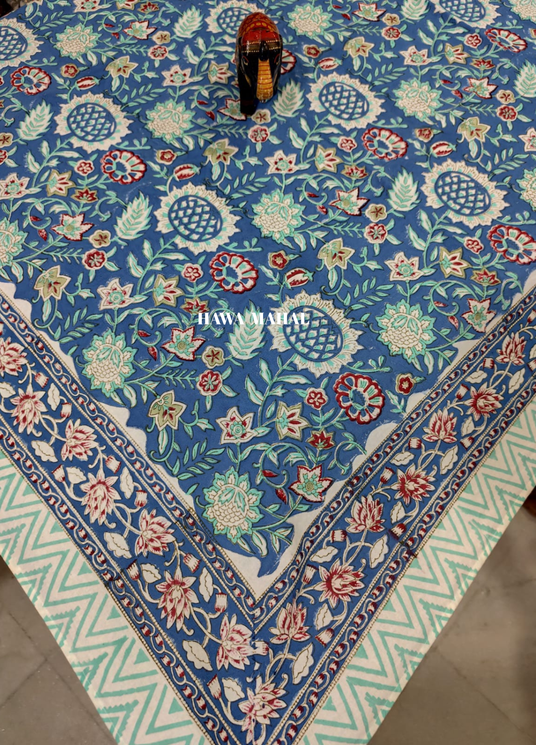 Blue Handblock Printed Table Cover