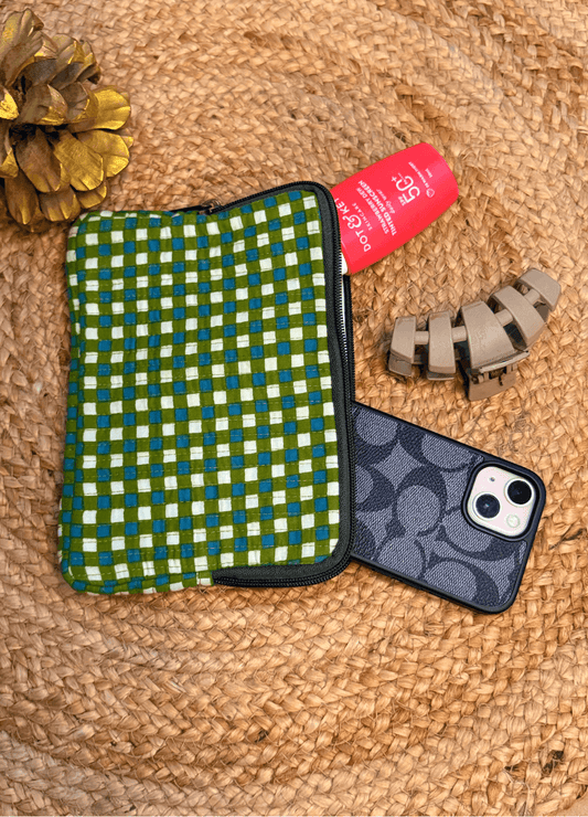 Handblock Quilted Flat Pouch